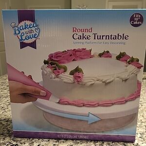Baked with Love Round Cake Turntable 10"‎ Cake Spinning Platform